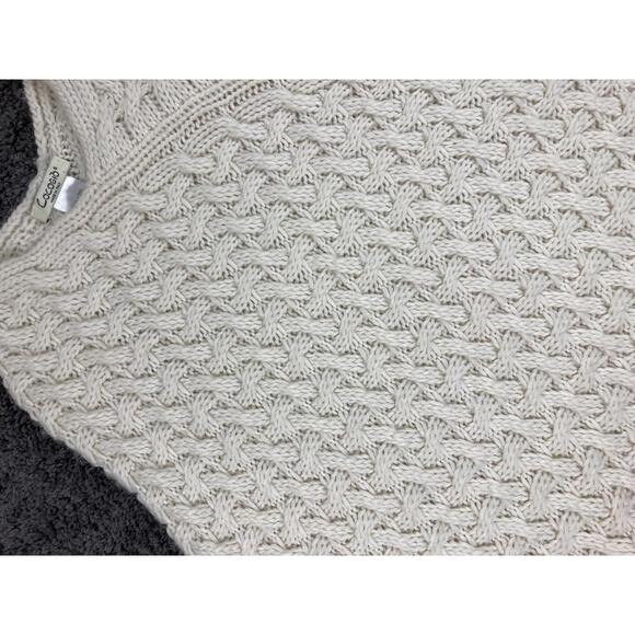 Cocogio Made in Italy Ivory Cable Knit Poncho One Size Wool Blend - Picture 6 of 11